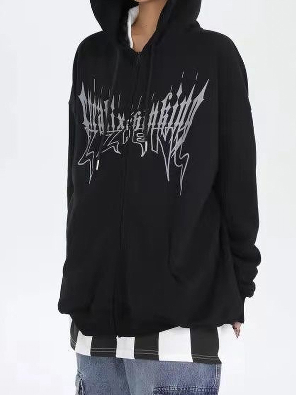 Men's Devil Styling Wing Print Fleece Oversized Hoodie-1