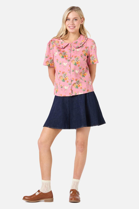 Hühner Kurzarmbluse-2