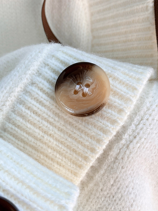 Preppy Bear Embroidery Seam Detail V Neck Knit Cardigan-5